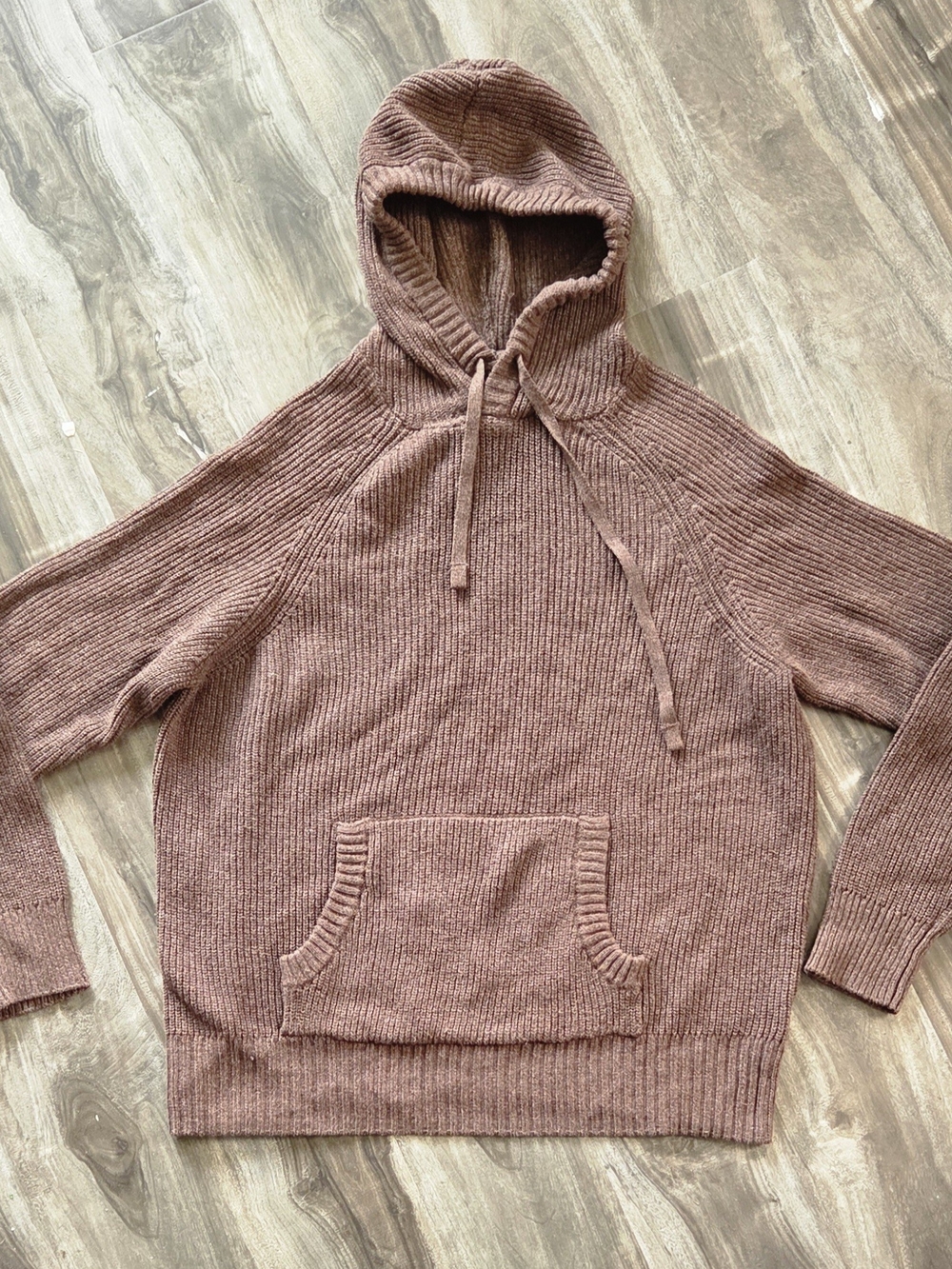 Womens Hooded Knit Sweater in Dusty Rose